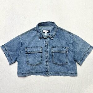 Forever 21 Blue Denim Crop Top